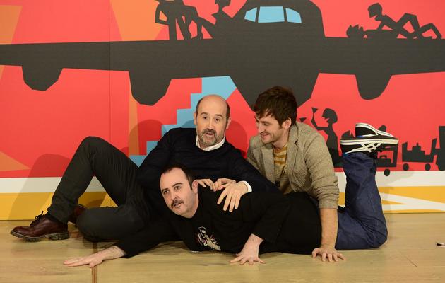 Les acteurs espagnols Javier Camara, Raul Arevalo, Carlos Arreces posent lors d'une présentation du film d'Almodovar "Les Amants passagers" le 6 mars 2013 à Madrid [Javier Soriano / AFP/Archives]