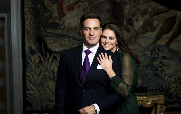 Photo d'archives non datée de la princesse Madeleine et de son fiancé Christopher O' Neill [- / AFP]