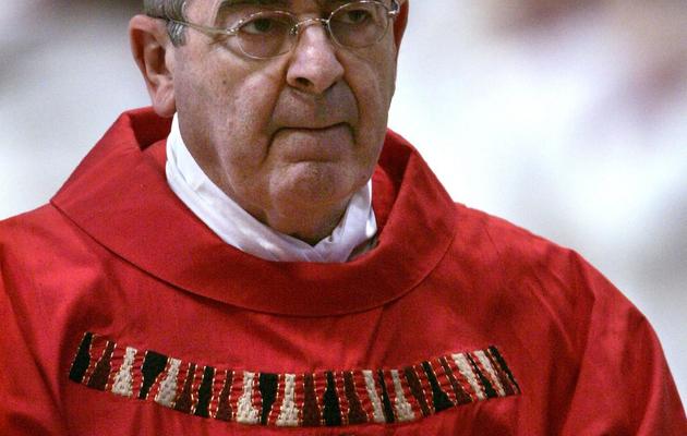 Le cardinal américain Justin Francis Rigali, le 18 avril 2005 à la Basilique Saint Pierre, au Vatican [Marco Longari / AFP/Archives]