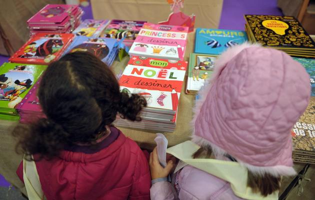 Deux petites filles regardent des livres, le 1er décembre 2010 à Montreuil lors au Salon du Livre et de la Presse Jeunesse [Bertrand Langlois / AFP/Archives]