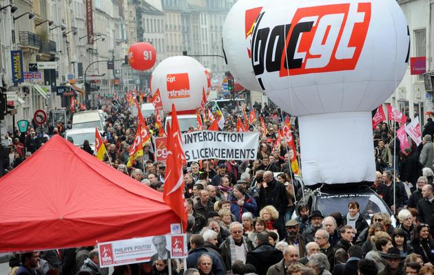 Manifestation à Paris à l'appel des syndicats CGT, CFDT, FSU, UNSA et Solidaires, le 29 février 2012 [Mehdi Fedouach / AFP/Archives]