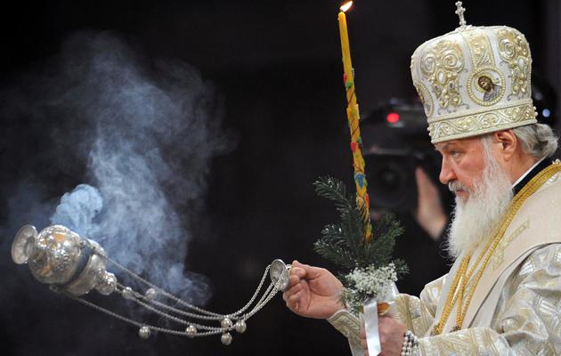 Le patriarche de toutes les Russies Kirill, lors de la messe du Noël orthodoxe, le 7 janvier 2013 à Moscou [Alexander Nemenov / AFP/Archives]