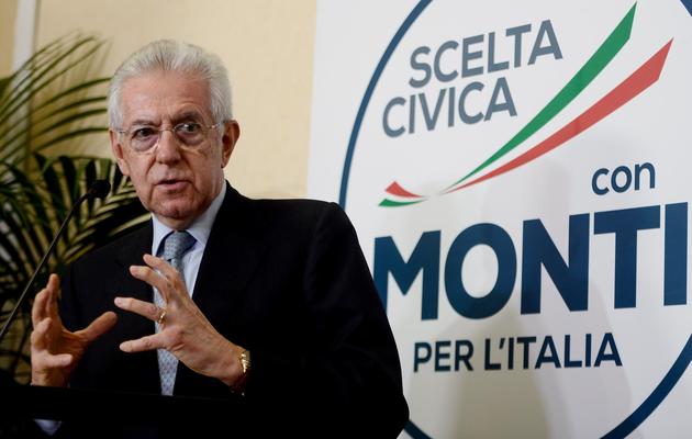 Le Premier ministre italien Mario Monti, lors d'une conférence de presse, le 25 février 2013 à Rome [Filippo Monteforte / AFP]