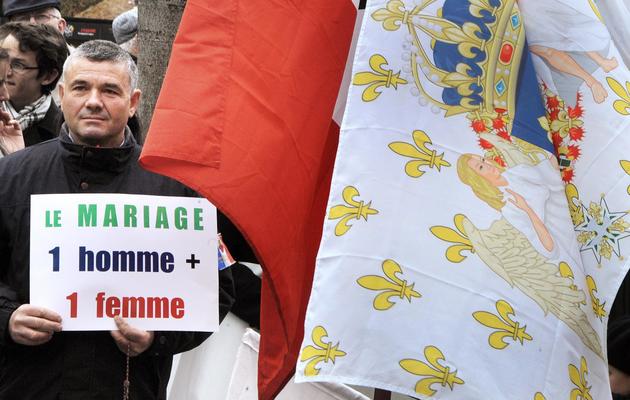 Manifestation des opposants au mariage pour tous, du groupe Civitas, à Paris, le 6 avril 2013 [Pierre Andrieu / AFP]