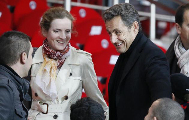 Nathalie Kosciusko-Morizet, le 18 mai 2013, auprès de Nicolas Sarkozy au Parc des Princes [Kenzo Tribouillard / AFP]