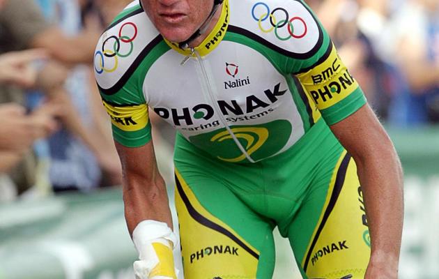 Le coureur américain Tyler Hamilton lors de la 8e étape du Tour d'Espagne, le 11 septembre 2004 à Valence [Lluis Gene / AFP/Archives]