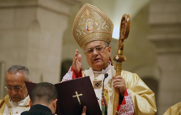 Le patriarche latin de Jérusalem, Mgr Fouad Twal, le 25 décembre 2011, à Bethléem [Majdi Mohammed / Pool/AFP/Archives]