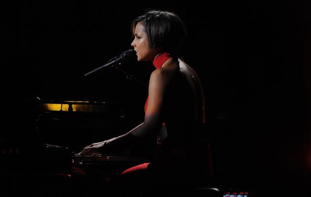 Alicia Keys pendant le concert donné au profit des sinistrés de l'ouragan Sandy à New York, le 12 décembre 2012 [Larry Busacca / Getty Images/AFP]