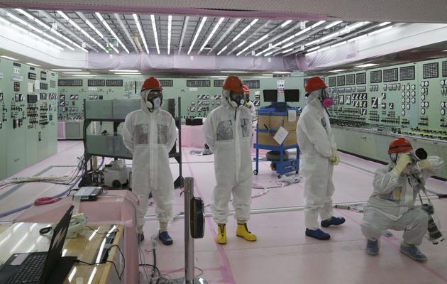 La salle de contrôle des unités 1 et 2 de la centrale nucléaire de Fukushima ouverte à la presse par Tepco, le 10 mars 2014 [Koji Sasahara / Pool/AFP]