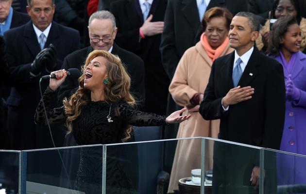 La chanteuse Beyoncé lors de l'investiture en public de Barack Obama, le 21 janvier 2013 à Washington [Alex Wong / Getty Images/AFP]