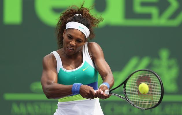 Serena Williams  le  25 mars 2013 à Miami lors du match l'opposant à Garbine Muguruza [Clive Brunskill / Getty Images/AFP]