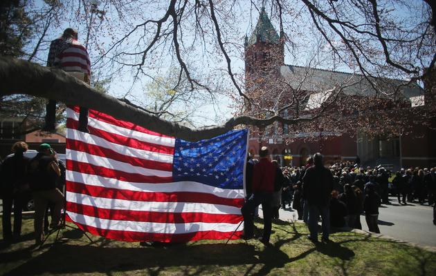 Funérailles de Krystle Campbell, l'une des victimes de l'attentat de Boston, à Medford, le 22 avril 2013 [Mario Tama / Getty Images/AFP]