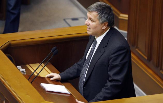 Le ministre de l'Intérieur ukrainien, Arsen Avakov, le 22 février 2014 au Parlement à Kiev [Yury Kirnichny / AFP/Archives]