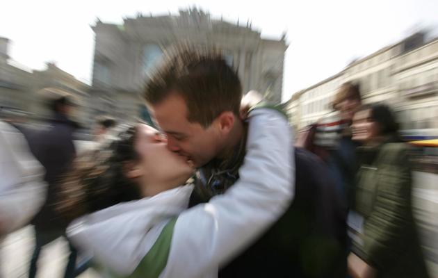Un couple d'amoureux le jour de la Saint-Valentin [Dominique Faget / AFP/Archives]