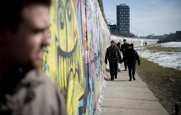 Un pan du mur de Berlin resté debout, le 17 mars 2013 [Odd Andersen / AFP/Archives]