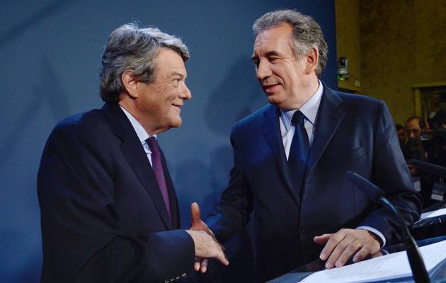 Jean-Louis Borloo et François Bayrou le 5 novembre 2013 à Paris [Eric Feferberg / AFP/Archives]