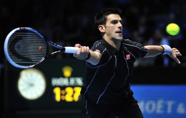 Novak Djokovic contre Roger Feder au Masters le 5 novembre 2013 à Londres [Glyn Kirk / AFP/Archives]