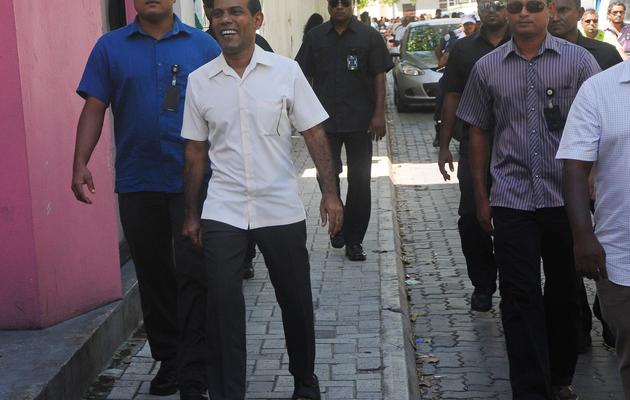 L'ancien président et chef de l'opposition Mohamed Nasheed dans une rue de Malé, aux Maldives, le 16 novembre 2013  [Adam Sireii / AFP]