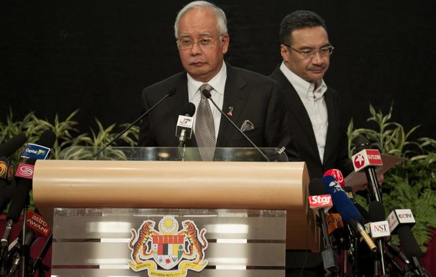 Le Premier ministre malaisien Najib Razak avant son discours à Kuala Lumpur le 24 mars 2014 [Mohd Rasfan / AFP]