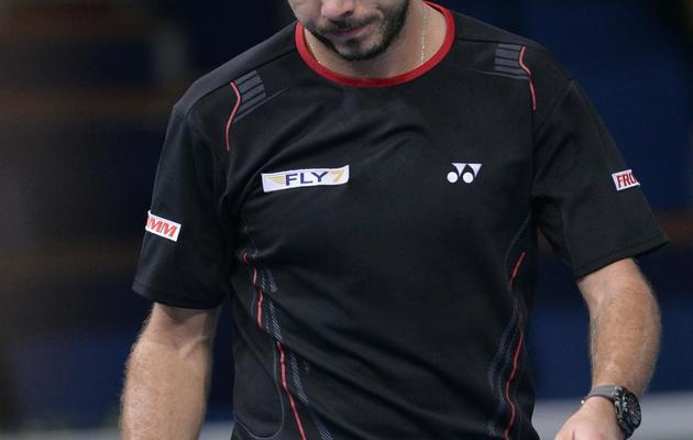 Le Suisse Stanislas Wawrinka lors de sa défaite en quarts de finale du tournoi de Paris-Bercy contre le Serbe Novak Djokovic, le 1er novembre 2013. [KENZO TRIBOUILLARD / AFP Photo]