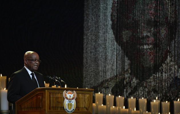 Le président sud-africain Jacob Zuma lors des funérailles de Nelson Mandela le 15 décembre 2013 à Qunu [Odd Andersen / AFP]