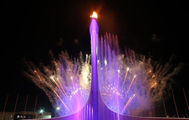 La cérémonie d'ouverture des jeux Olympiques s'est achevée par un gigantesque feu d'artifice, à Sotchi le 7 février 2014 [Loic Venance / AFP]