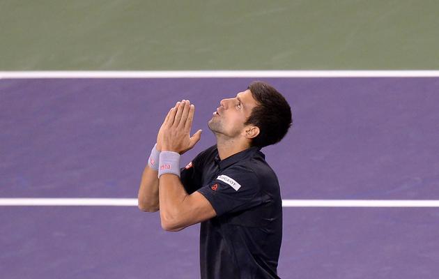 Le Serbe Novak Djokovic après sa victoire contre le Croate Marin Cilic à Indian Wells le 12 mars 2014 [Joe Klamar / AFP]