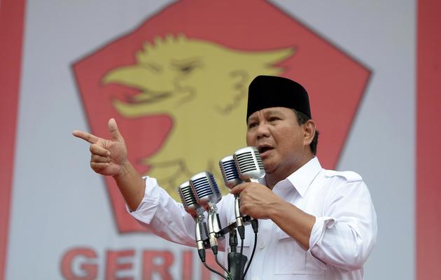 Prabowo Subianto, le candidat du Gerindra, principal adversaire de Joko Widodo le 23 mars 2014 à Jakarta [Adek Berry / AFP/Archives]
