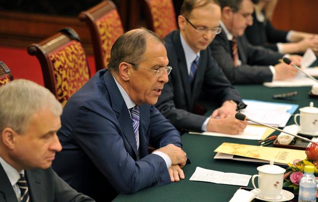 Le chef de la diplomatie russe, Sergueï Lavrov, le 15 avril 2014 à Pékin [Kenzaburo Fukuhara / Pool/AFP]