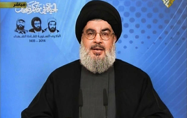 Le chef du Hezbollah, Hassan Nasrallah, s'exprime le 16 février 2014 à la télévision [- / Al-Manar/AFP/Archives]