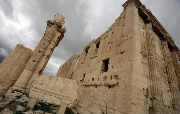 Les combats ont causé des dégâts visibles le 14 mars 2014 sur les ruines de l'ancienne Palmyre, à 215 km au nord-est de Damas [Joseph Eid / AFP]
