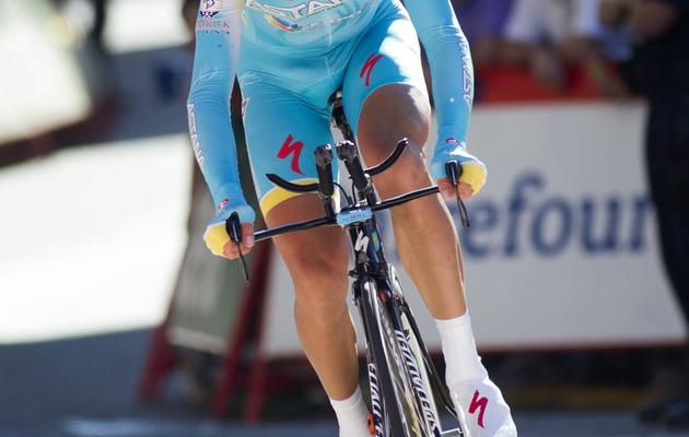 L'Italien Vincenzo Nibali, lors de la 11e étape du Tour d'Espagne, le 4 septembre 2013 à Tarazona [Jaime Reina / AFP]