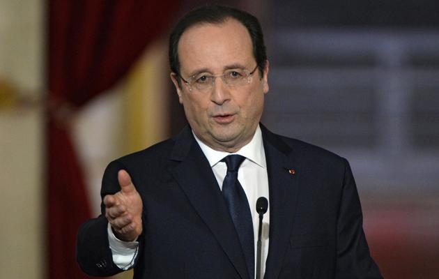 Le président de la République François Hollande lors de sa conférence de presse, le 14 janvier 2014 à l'Elysée [Alain Jocard / AFP]
