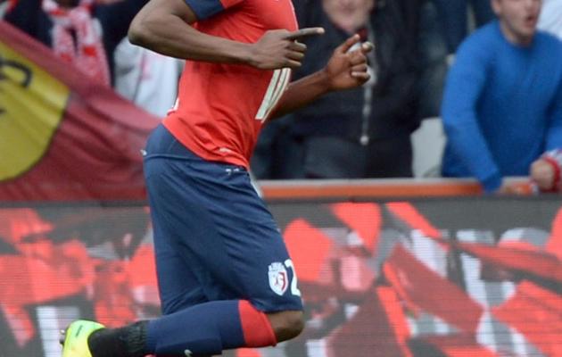 Le Lillois Divock Origi célébre son but contre Valenciennes en Ligue 1 au stade Pierre Mauroy à Villeneuve-d'Ascq, le 12 avril 2014 [ / AFP]