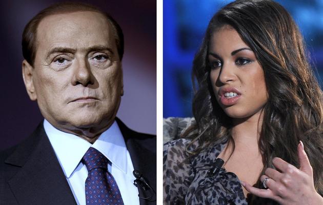 Montage réalisé le 24 juin 2013, de deux photos montrant Silvio Berlusconi et Karima El Mahroug dite "Ruby" [Giuseppe Cacace / AFP/Archives]