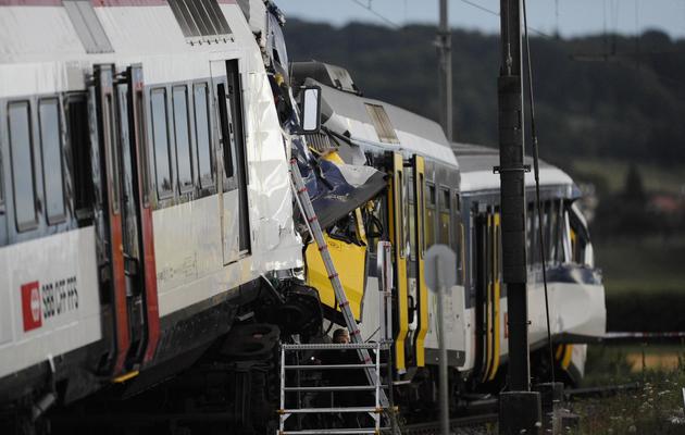 Collision frontale entre deux trains le 29 juillet 2013 à Granges-pres-Marnand [Alain Grosclaude  / AFP]