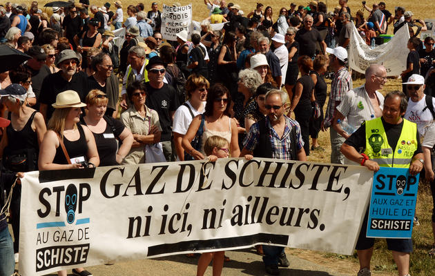 Manifestation contre un forage d'exploration de gaz de schiste, le 3 août 2013 près de Jouarre [Pierre Andrieu / AFP/Archives]
