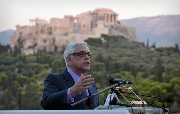Le philosophe Alexander Nehamas s'exprime lors du 23e congrès mondial de philosophie à Athènes, le 7 août 2013 [Louisa Gouliamaki / AFP]