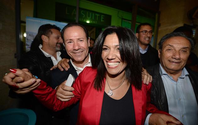 Samia Ghali à l'annonce des résultats de la primaire socialiste le 13 octobre 2013 à Marseille [Boris Horvat / AFP]