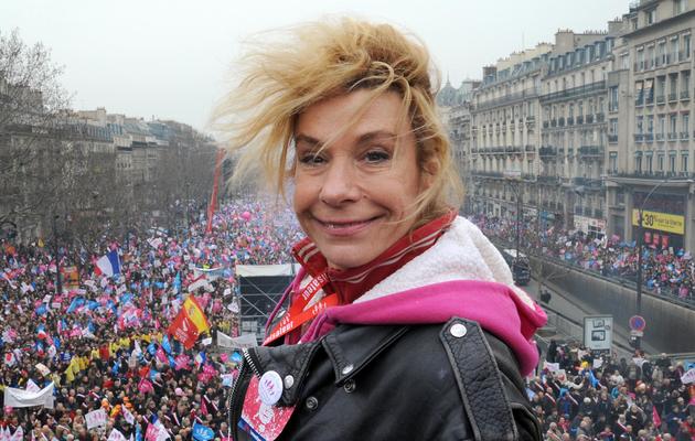 Frigide Barjot à la tête d'une manifestation anti-mariage pour tous à Paris le 24 mars 2013 [Pierre Andrieu / AFP/Archives]