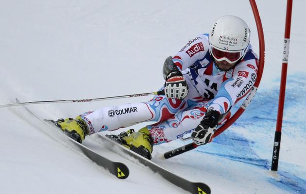 Le Français Thomas Fanara dans la 1re manche du slalom géant de Coupe du monde de Val-d'Isère le 14 décembre 2013 à Val-d'Isère [ / AFP]