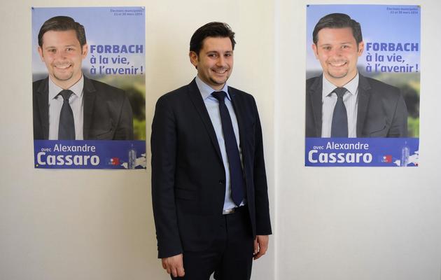 Alexandre Cassaro le 14 décembre 2013 à son siège de campagne à Forbach [Jean-Christophe Verhaegen / AFP/Archives]