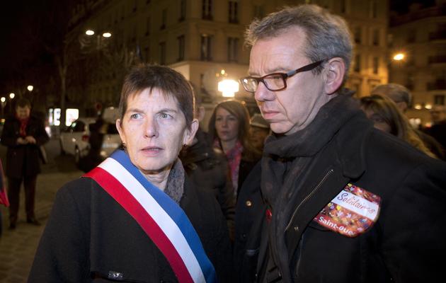 La maire de Saint-Ouen Jacqueline Rouillon le 17 décembre 2013 lors d'une manifestation de protestation contre les trafics de drogue dans sa ville classée zones de sécurité prioritaire (ZSP) [Joel Saget / AFP/Archives]
