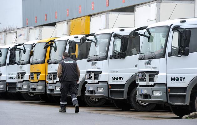Des camions de l'entreprise Mory-Ducros à Saint-Laurent-Blangy le 15 janvier 2014 [Philippe Huguen / AFP/Archives]