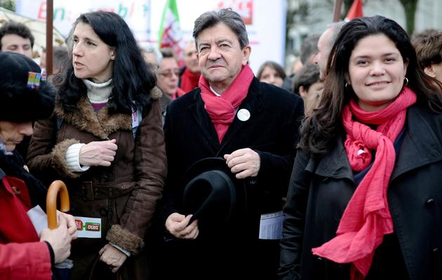 Des élus, dont le co-président du Parti de gauche, Jean-Luc Mélenchon, participent à la manifestation à Nantes le 22 février 2014 [Jean-Sébastien Evrard / AFP]