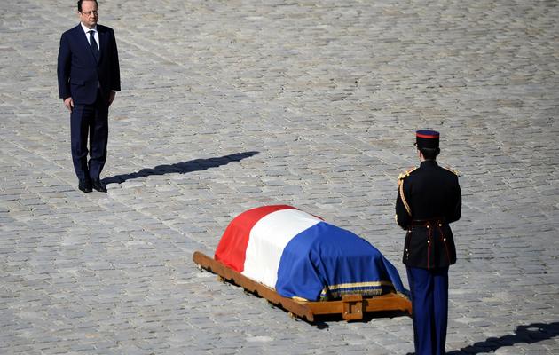 François Hollande lors de l'hommage national à Dominique Baudis le 15 avril 2014 aux Invalides, à Paris [Eric Feferberg / AFP]