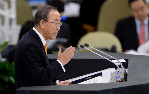 Le secrétaire général de l'ONU Ban Ki-moon à New York, le 24 septembre 2013 [Stan Honda / AFP]