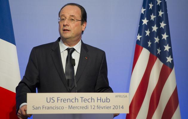 Le président François Hollande s'adresse aux patrons de start-up françaises de la Silicon Valley, le 12 février 2014 à San Francisco [Alain Jocard / AFP]