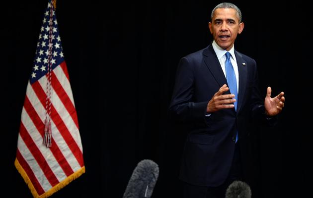 Barack Obama lors d'une déclaration le 2 avril 2014 à Chicago après la fusillade sur la base militaire de Fort Hood au Texas [Jewel Samad / AFP]