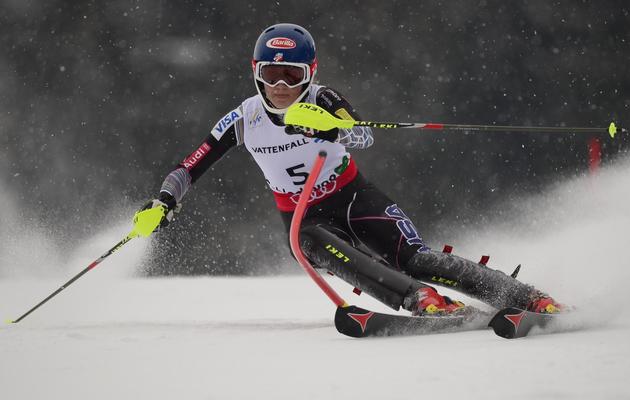 L'Américaine Mikaela Shiffrin lors de la première manche du slalom des championnats du monde de ski à Schladming (Autriche) le 16 février 2013 [Olivier Morin / AFP]
